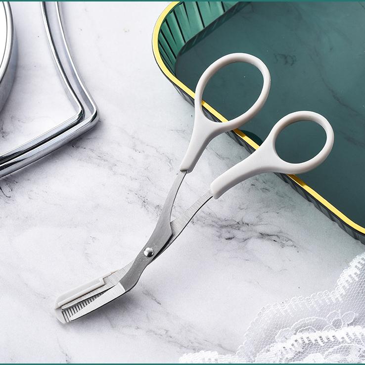 Women Eyebrow Trimmer Scissors Comb Eyelash Hair Removal Grooming Cutter Shaping