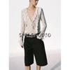 Women's Spring Clothing Romantic Style Bows Lace-up Long Sleeve V-neck Lace Laminated Decoration Tops 4813319
