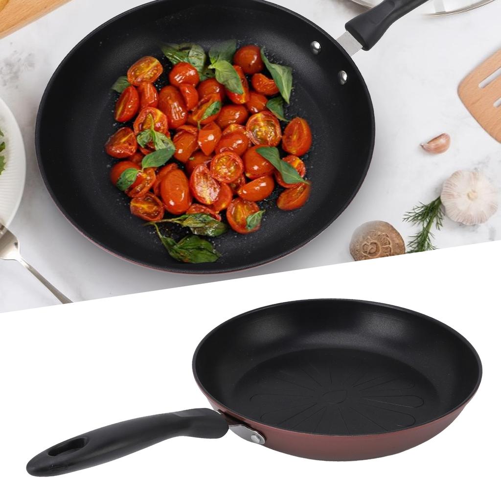 Slippbelegg Stekepanne Skillet Flat Bunn Langt Håndtak Jevn og Rask Oppvarming Maifan Stein Stekepanne for I