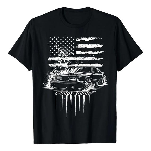 Foxbody Mustang T-shirt with American Flag M
