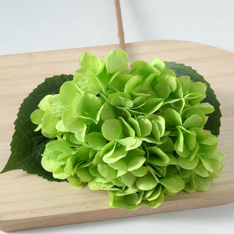 Artificial Hydrangea Single Stem with Leaves - Fake Flower for Wedding, Home, and Photography Decor