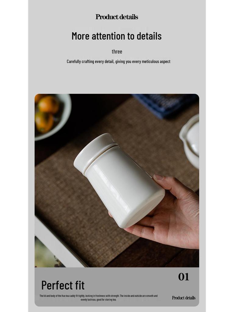 High-End White Porcelain Tea Storage Canister - Exquisite, Sealed, Portable Small Container 
