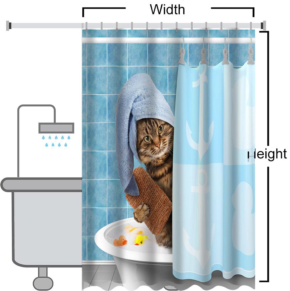 Niebieski wzór małych kwiatów Zasłona Kąpielowa Zasłona Prysznicowa Łazienkowa Wodoodporna Z 12 Haczykami Dekoracja Domu Darmowa Wysyłka
