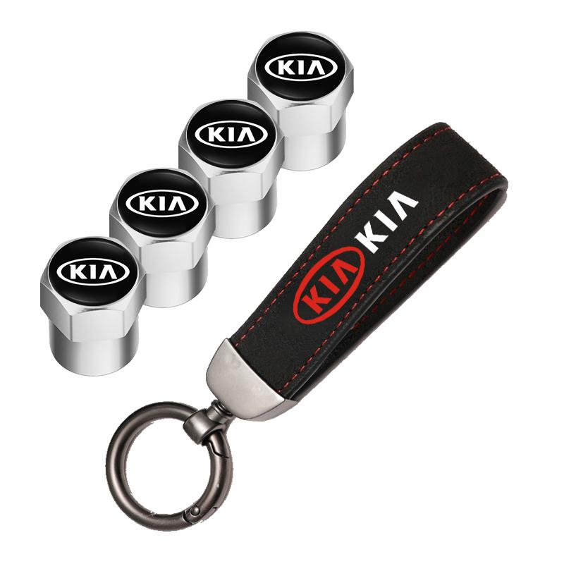 OYQZ3 Car Tire Wheel Valve Caps Cover Suede Car Key Chain Ring Keychain For KIA EV6 Stinger RIO Sorento Picanto Ceed Borrego Syros K4