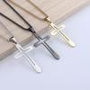 Unisex Stainless Steel Hollow Cross Pendant Necklace - European & American Style