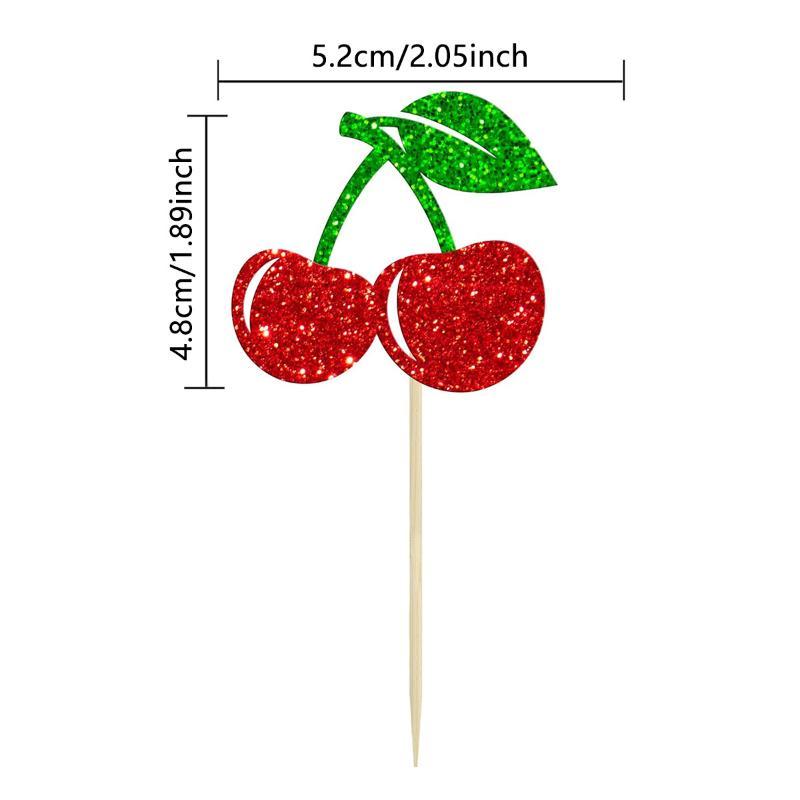 Summer Fruit Dessert Toppers 24Pcs Lemon Strawberry Cherry Design for Wedding Birthday Bridal Shower Party Decor