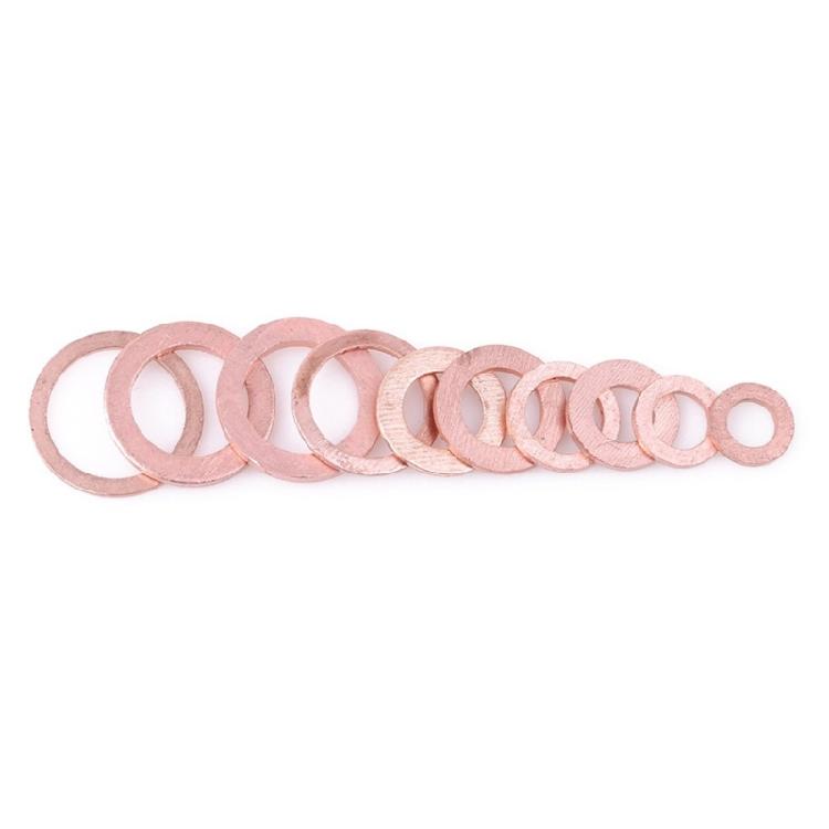 Copper Flat Washers Assortment Kit, 200Pcs Copper Sealing Washers Assortment Set, 9Size