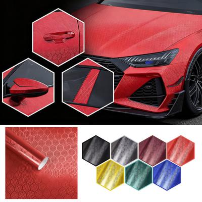 Film d'habillage de voiture Hex-Fibre de Carbone PET, Autocollant de Décoration Intérieur Extérieur Auto DIY Auto-adhésif, Autocollant d'habillage de Modification de Voiture