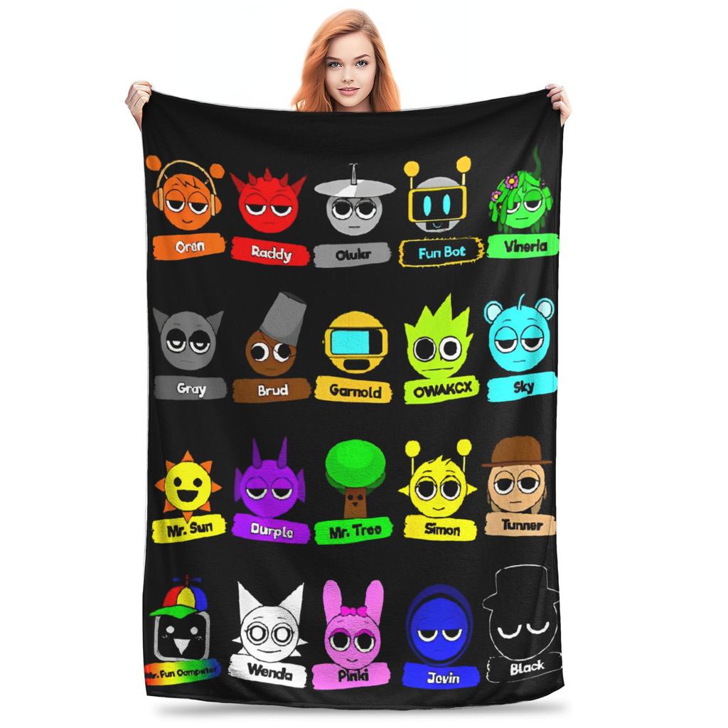 Game Sprunki Incredibox  Blanket  Flannel Funny Warm Throw Blanket for Bed Sofa Summer