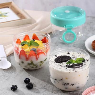Portable Breakfast Cup Leak-Proof Airtight Lid Overnight Oats Cups with Spoon Microwave Salad Bowl Yogurt Cup Oatmeal Milk Cup