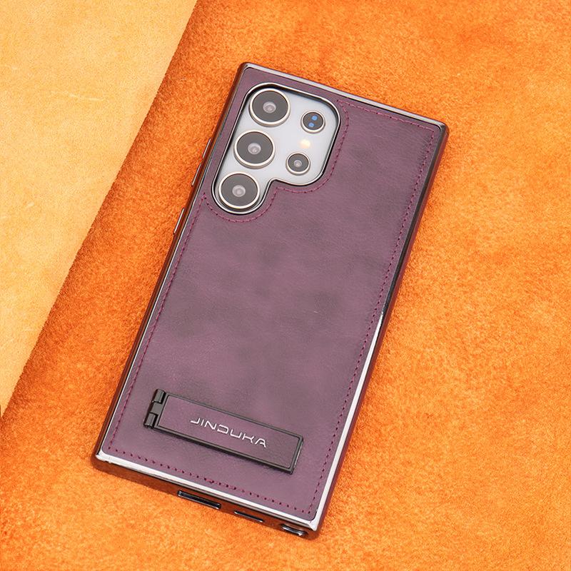 

Подходит для чехла для мобильного телефона Samsung S24 Ultra Высококлассный кронштейн Бизнес 23plus Противоударный Полностью закрывающий Кожаный чехол для Galaxy 24 Samsung Galaxy S23