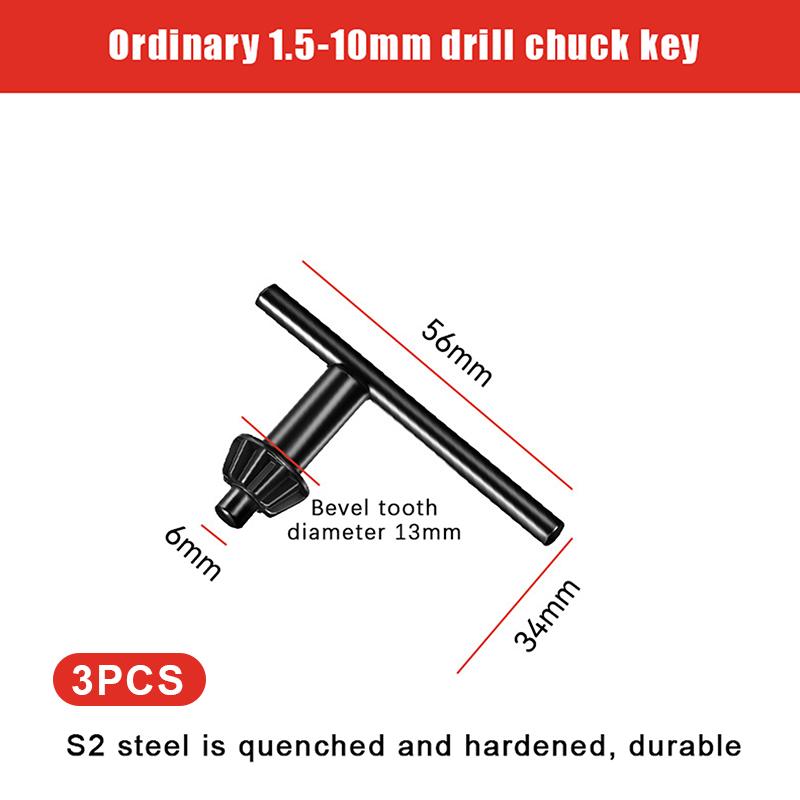 

3Pcs Hand Electric Drill Chuck Wrench 10/13/16mm Drill Bit Clip Disassembly Assembly Key Driver Rotating Tools