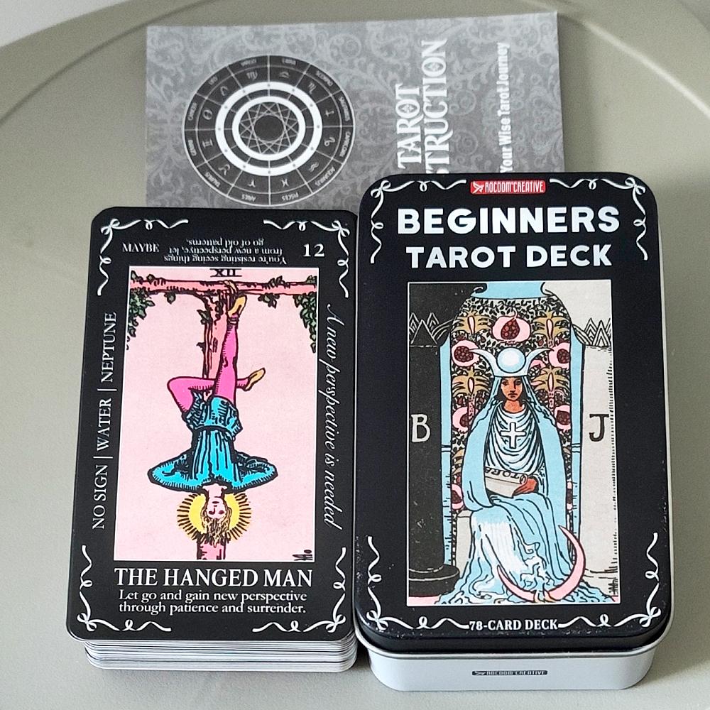 11*6.2cm Beginners Tarot Deck in Tin Box with Guidebook, 78Tarot Cards with Astrology & Numerology Insights