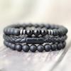 Noter Set 3 bucăți Brățări Bărbați 8mm Onix natural Ochi de tigru Brățară de piatră Homme Închizătoare Magentic Braslet din piele Pulsera Hombre Cadou