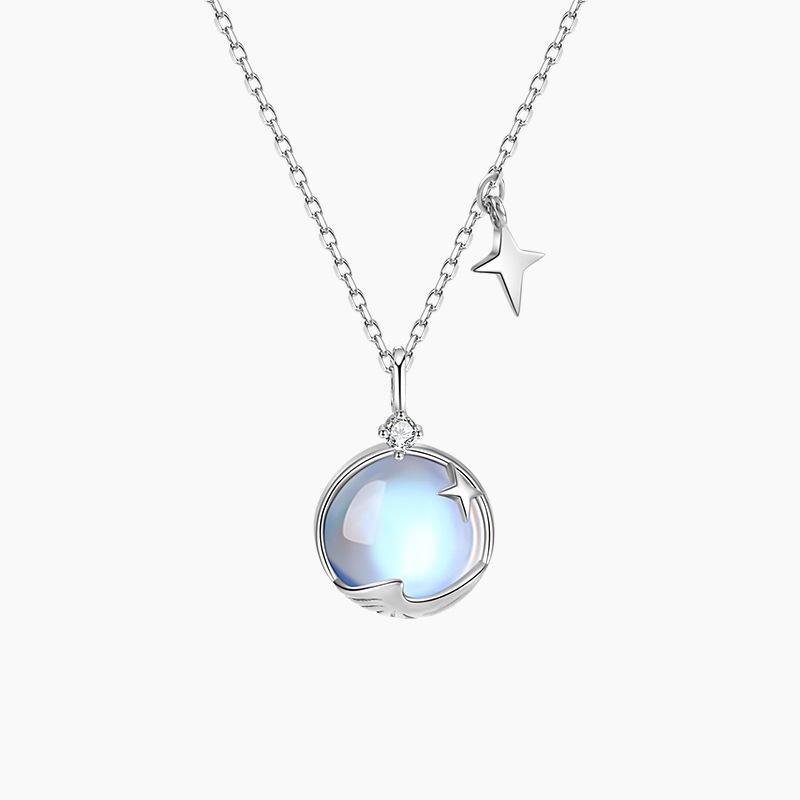 2021 High-End Moonstone Necklace: Pure Silver Luxury Design, Perfect Christmas Gift for Her
