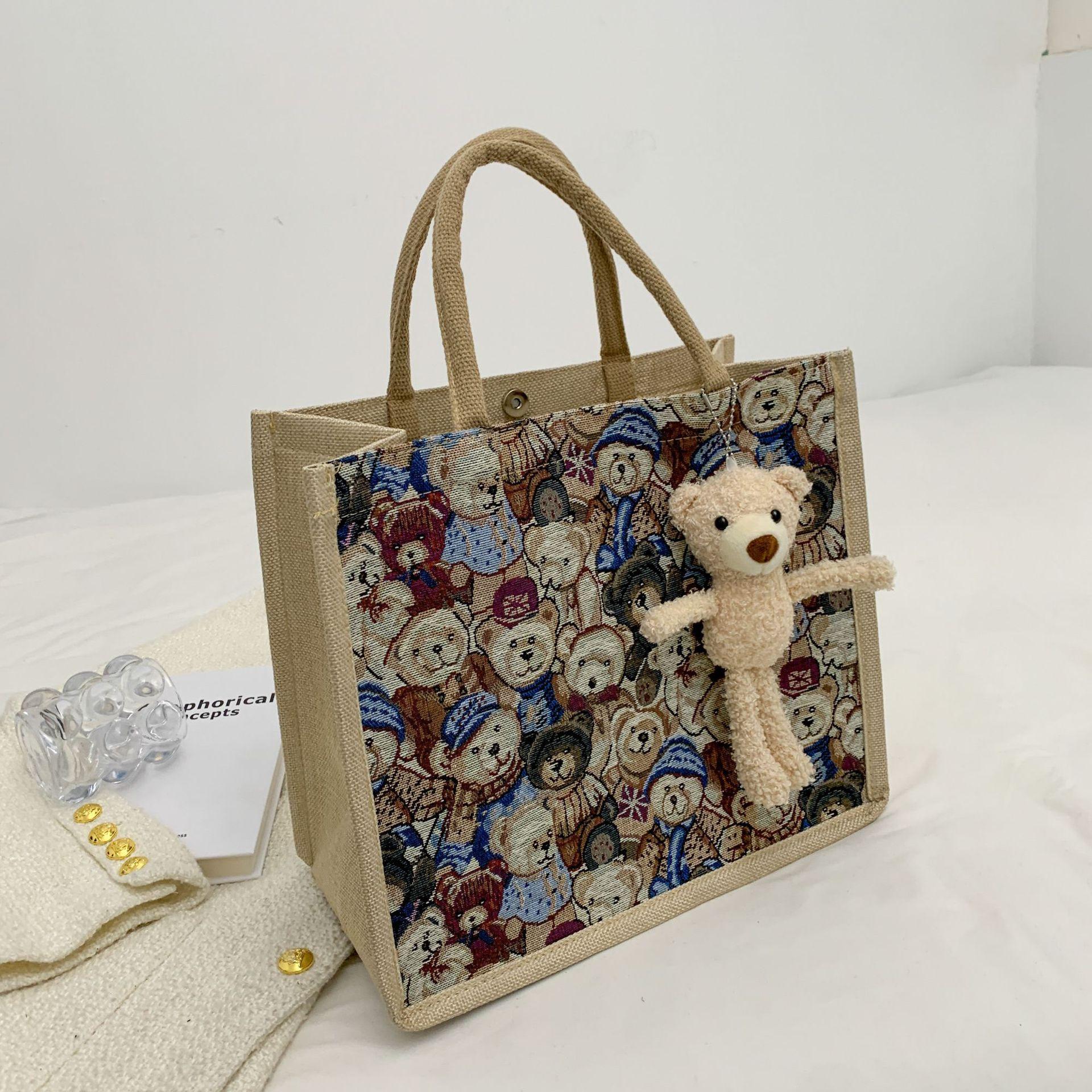Studenten-Umhängetasche mit großer Kapazität für Damen, neue Mode und vielseitig, Leinen-Handtasche, trendig gray