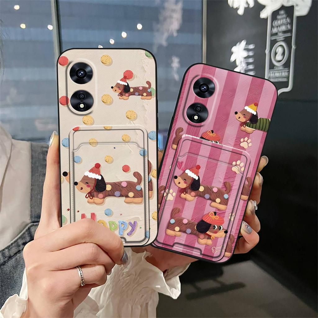 Fashion Design Card sleeve Phone Case For OPPO A97 5G Card slot Back Cover protective TPU Cartoon Durable Waterproof