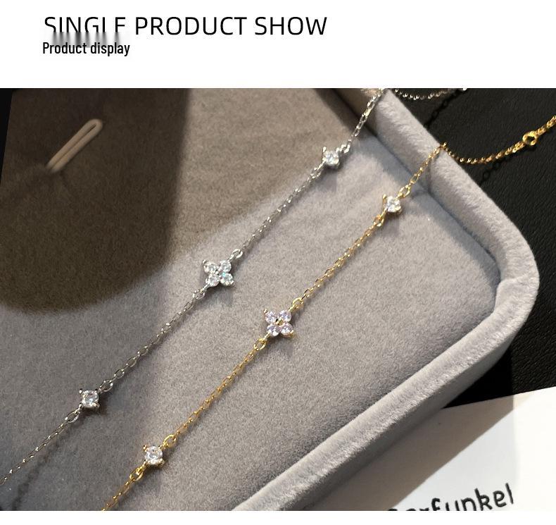 925 Sterlingsilber Diamant Kleeblatt Damenarmband – Luxuriöser Milchstraßen-Glanz, Elegant & Vielseitig.