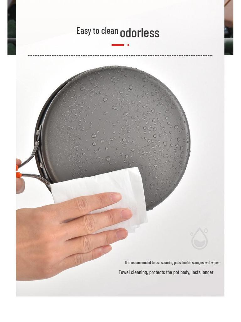 Portable Outdoor Camping Cookware Set: Folding Aluminum Alloy Pots & Kettle