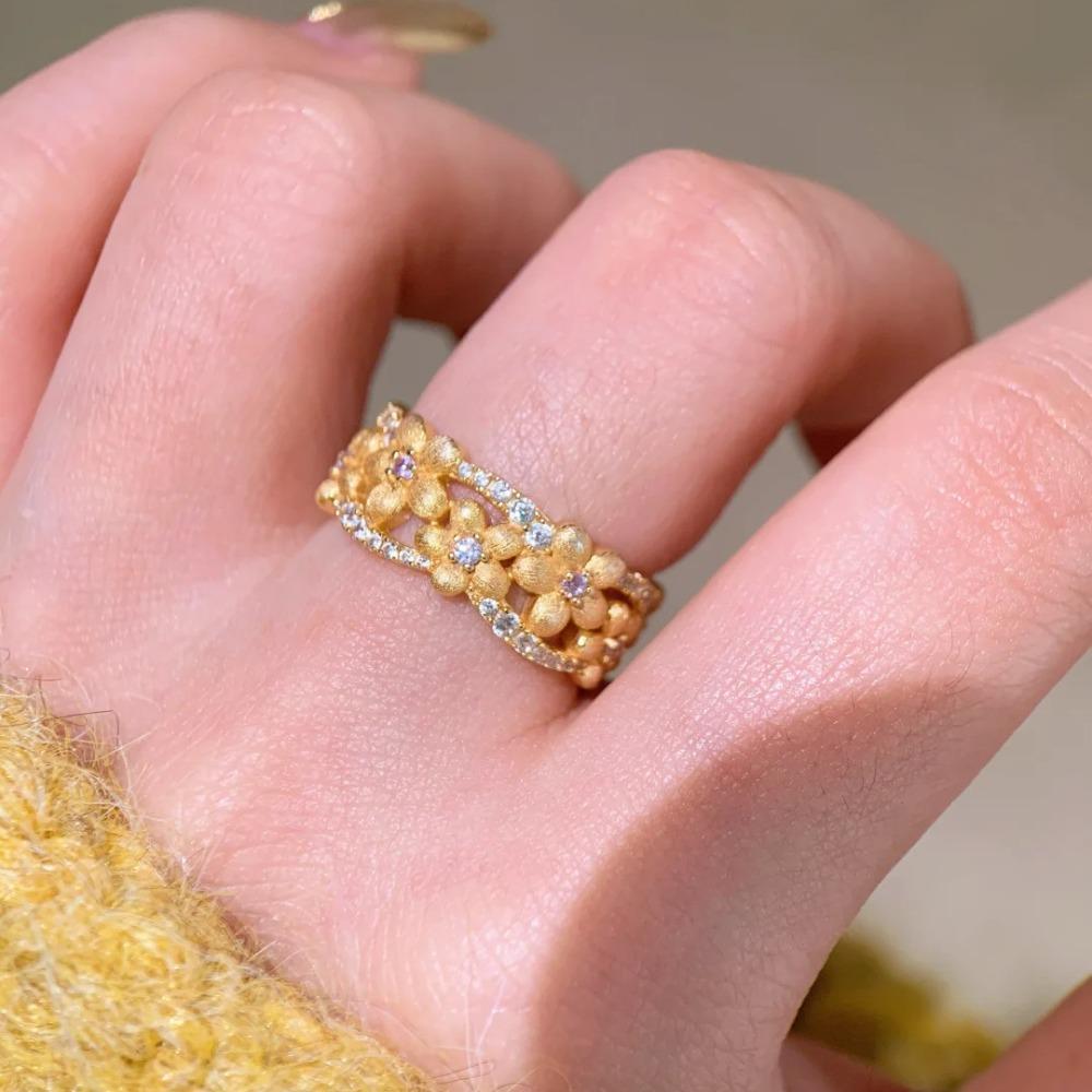 

Elegant Women Jewelry Set Oriental Osmanthus Bracelet Diamond Earrings Ring Chinese Style Luxury
