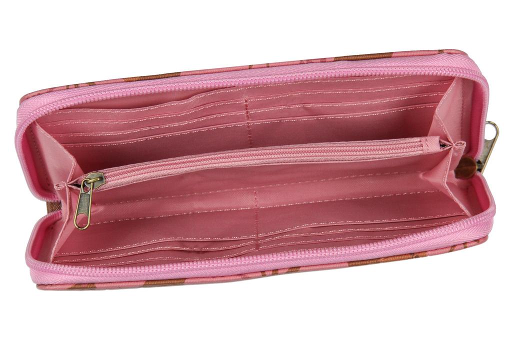 Bioworld Disney Lilo & Stitch All-Over Floral Stamp Design Stitched Faux Leather Full-Zip Wallet Bifold