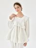 Lunalujeuseutyudio Women'S Foggy Microfiber Sleep Long Sleeve Square Neck Two-Piece Pajamas