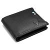 Black Leather Wallet for Men I 3 Card Slots I 2 Currency Compartments I 1 ID Window I 3 Secret Compartments I External Card Slot I 1 Coin Pocket