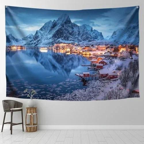 Starry Sky Snow Mountain Background Wall Decoration Tapestry Home Living Room Tapestry