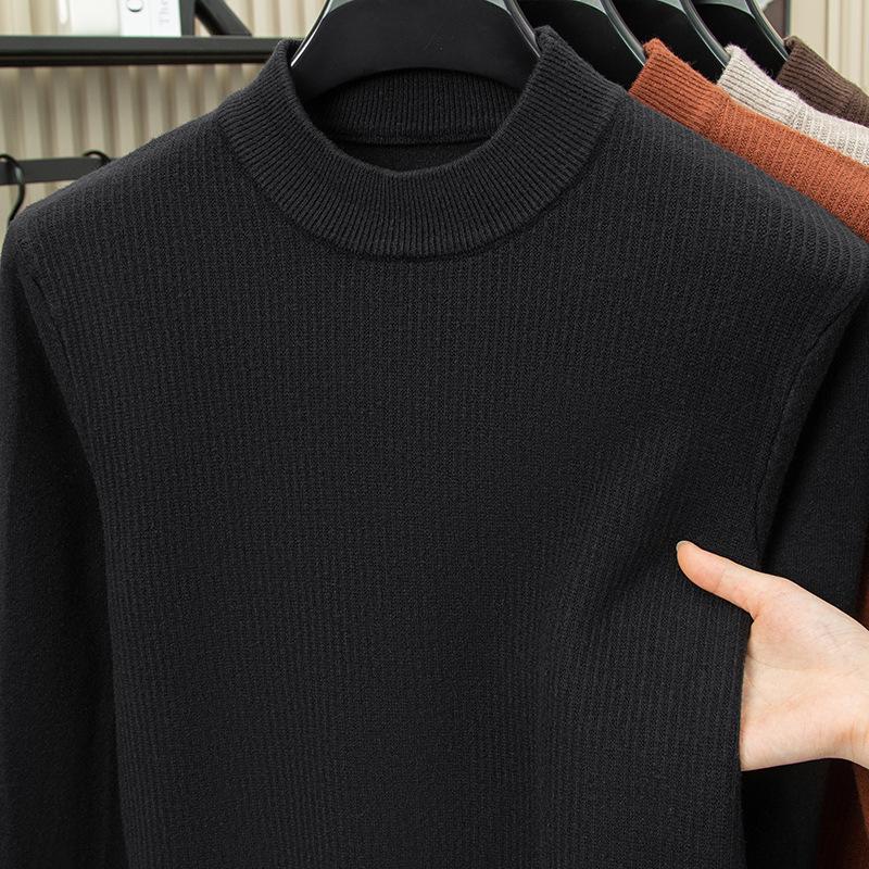 2025 Puyuan Men's Long Sleeve Round Neck Casual Knit Sweater for Young Adults