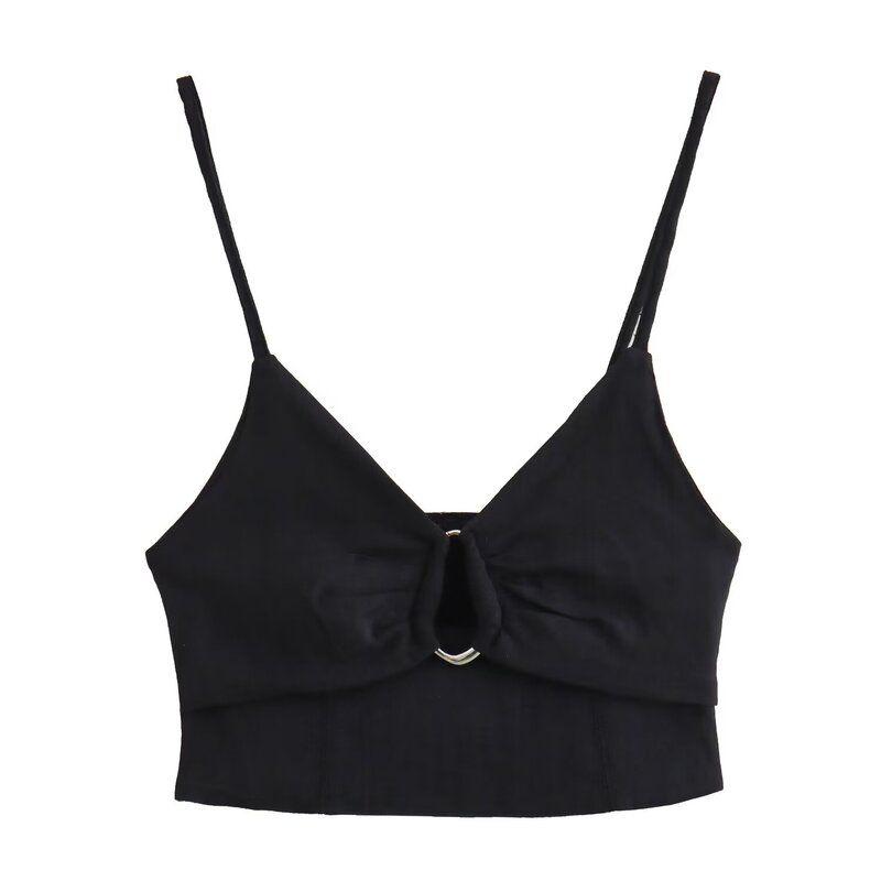 Fashion 2024 Summer New Arrival Women's Clothing Sexy Style Silm Open Design Short Strap Base Tops 0085329