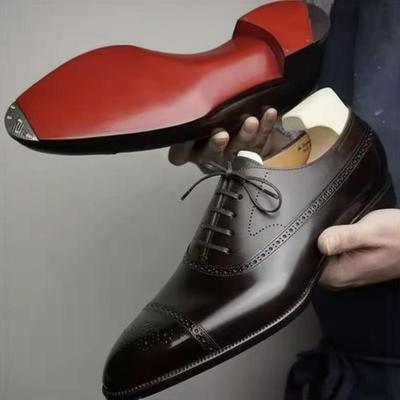 Chaussures Habillées pour Homme Semelle Rouge Chaussures en Cuir Pointues Chaussure de Fête à Lacets Oxfords de Bureau Décontractées Chaussure de Mariage Rétro Chaussures d'Affaires pour Homme