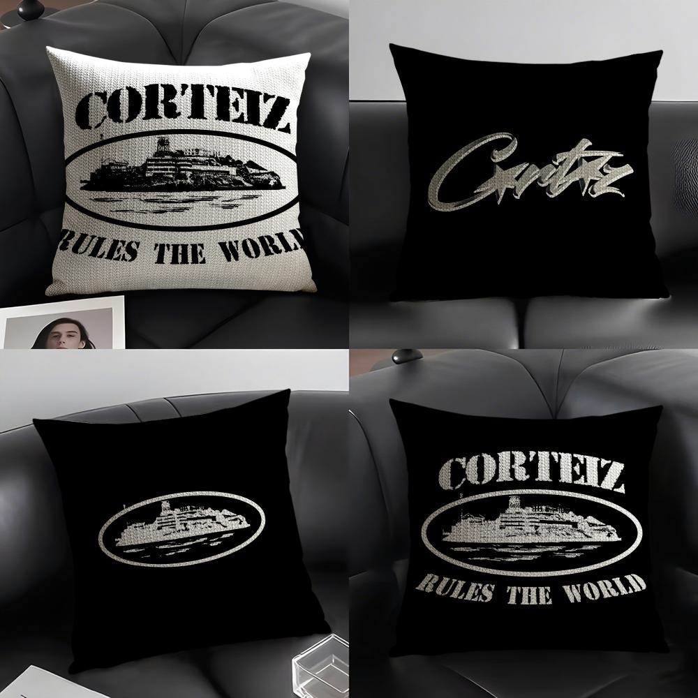 CCorteiz Brand Cushion Cover Natural Linen Organic Fabric DoubleSided Printing Sofa Home Decor Gift Pillow Case
