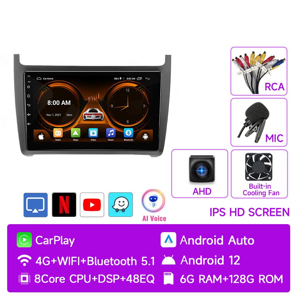 JIUYIN 2 din Android 12 Auto Radio For VW Volkswagen POLO 5 sedan 2008- 2020 Carplay Car Multimedia GPS autoradio