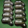 Lot de 10 Housses de Tête de Fer pour Club de Golf PING Ligne Jaune Classique 4-9+PWUS Fermeture Magnétique