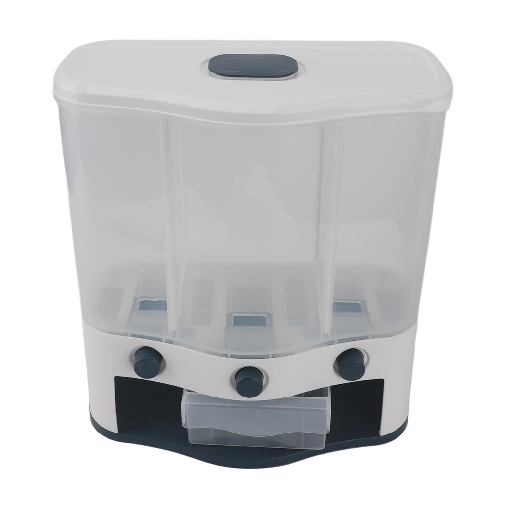 3 Fächer Getreidespender Luftdichter Aufbewahrungsbehälter für Trockenfutter Wandmontierter Behälter zur Aufbewahrung von Getreide Blau