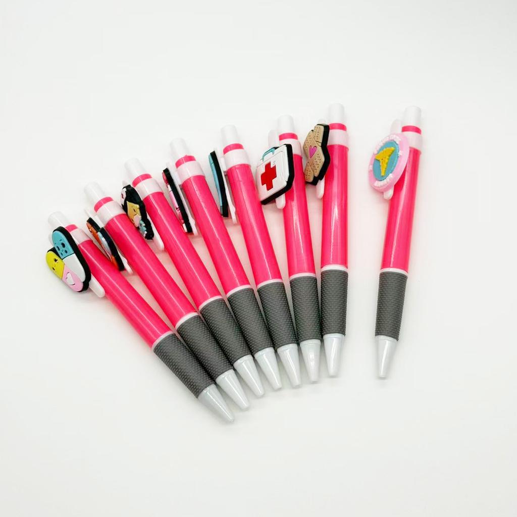 10Pcs Round Ballpoint Pens, Rose Red Medical Series Gel Pens, Suitable for Doctors, Nurses and Students, Christmas Party Stationery Supplies, Ballpoin