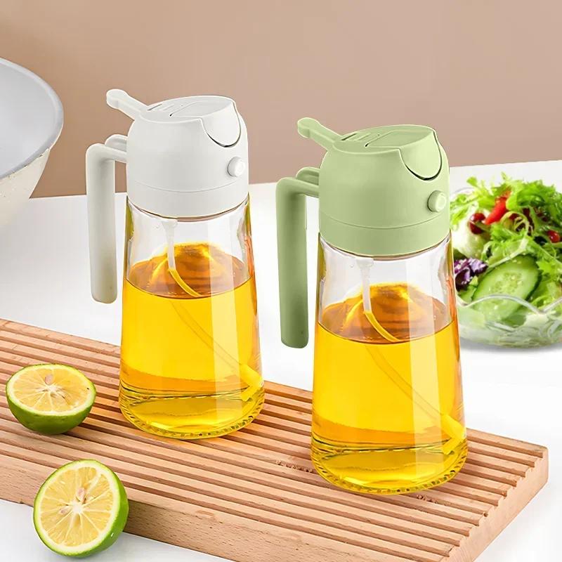 1/3pcs Glass Oil Spray Bottle With Pour Spout Nozzle Olive Dispenser Dual-purpose Camping Bbq Baking Soy Sauce Oven Picnic Tool