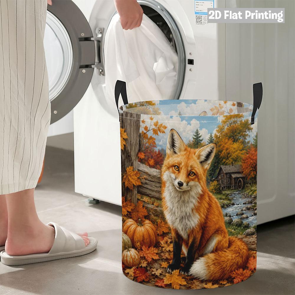 Collapsible Laundry Basket Large Round Waterproof Fabric Hamper Dirty Clothes Storage Bin Toy Organizer with Handles