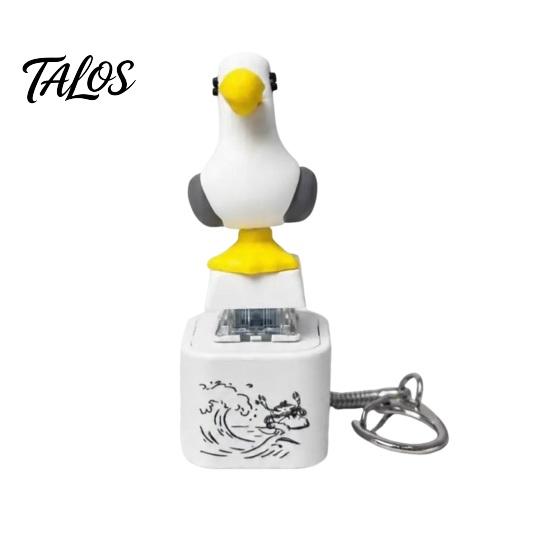 Talos Seagull Frog Sound Button Keychain, Creative Stress Relief Voice Toy with Animal Sounds & LED Light, Rechargeable Squeeze Fidget for Kids Adults