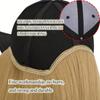 Elegant Women'S Black Baseball Cap With Adjustable Hat Wig - Long Straight Synthetic Hair, One Piece