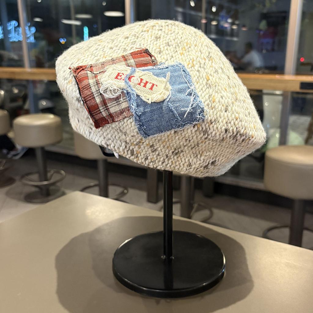 Autumn and Winter Retro New Woolen Beret Literary and Casual All-match Painter Hat Patch Color Advance Hat