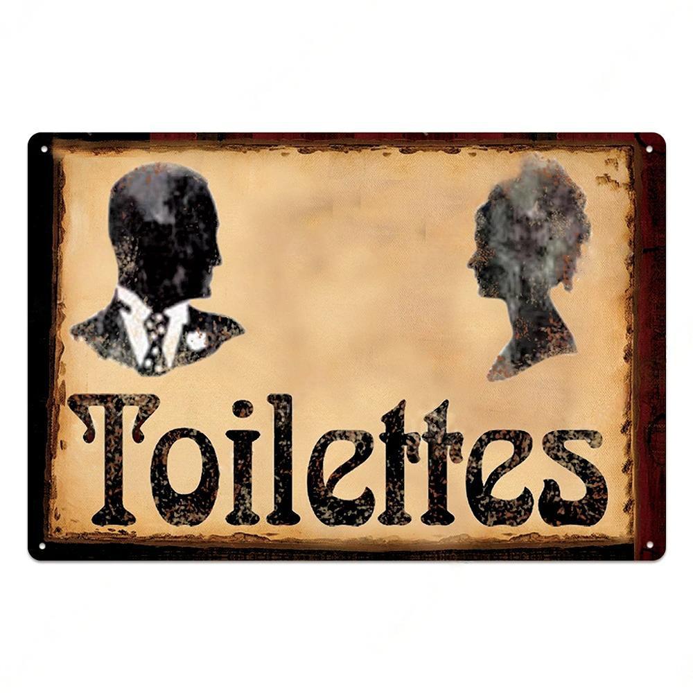 Toilet Sign Vintage Funny Metal Posters Tin Sign WC Lavatory Toilettes Wall Art Bathroom Restroom