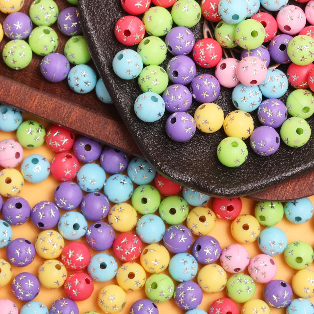 Bracelet Necklace 20pcs 7.5mm For DIY Jewelry Making Round Earrings Beaded Star-Patterned Straight Hole Accessories  Pendant Accessories