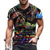 Summer Round Neck Anime Cartoon Youth Straight Tube Printed Pullover Shirt Men's T-shirt