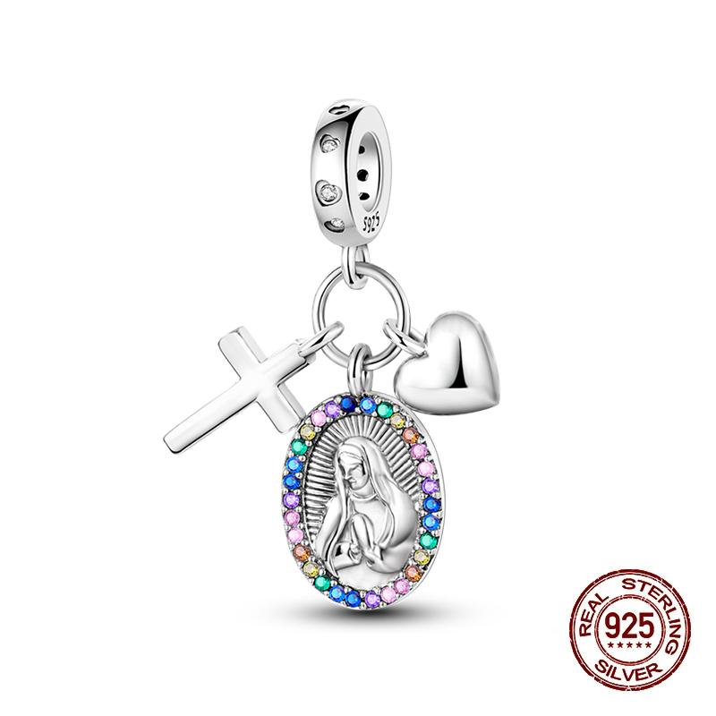 Original New Copper Prayer Virgin Mary Charms Beads Fit Necklace Bracelet Accessory Diy Jewelry For Women Gift