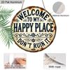 2D Flat Aluminum Welcome To My Happy Place" Round Metal Sign, Galentines Day Gifts, Durable, Easy To Hang Decor, Suitable for Bedrooms, Kitchens
