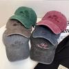 Vintage Washed Cotton Baseball Cap Women Letter Embroidery Adjustable Sun Hat Outdoor Sunshade Duck Tongue Caps