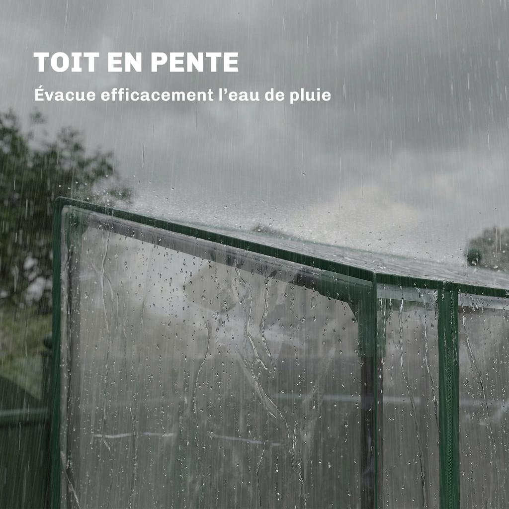 Garden Greenhouse, 3-Tier Shelves, PVC Tarpaulin, Steel Frame, 2 Rolling Doors, Transparent