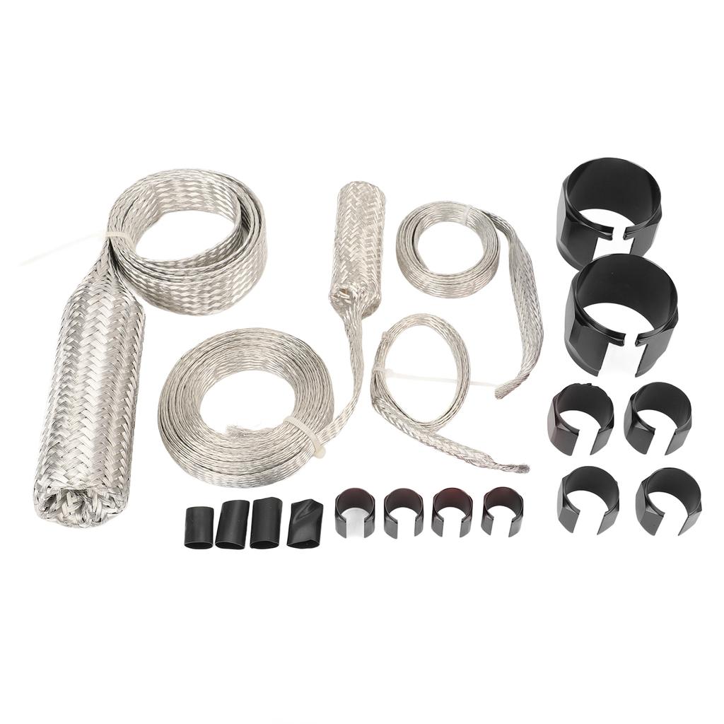 Stainless Steel Dress Up Hose Cover Kit Hose Sleeving Set Extreme Heat Resistant for Vehicle