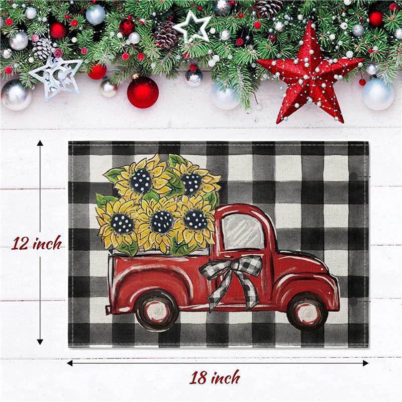 Christmas Cotton Linen Placemats - Heat Insulation Mats for Dining Table